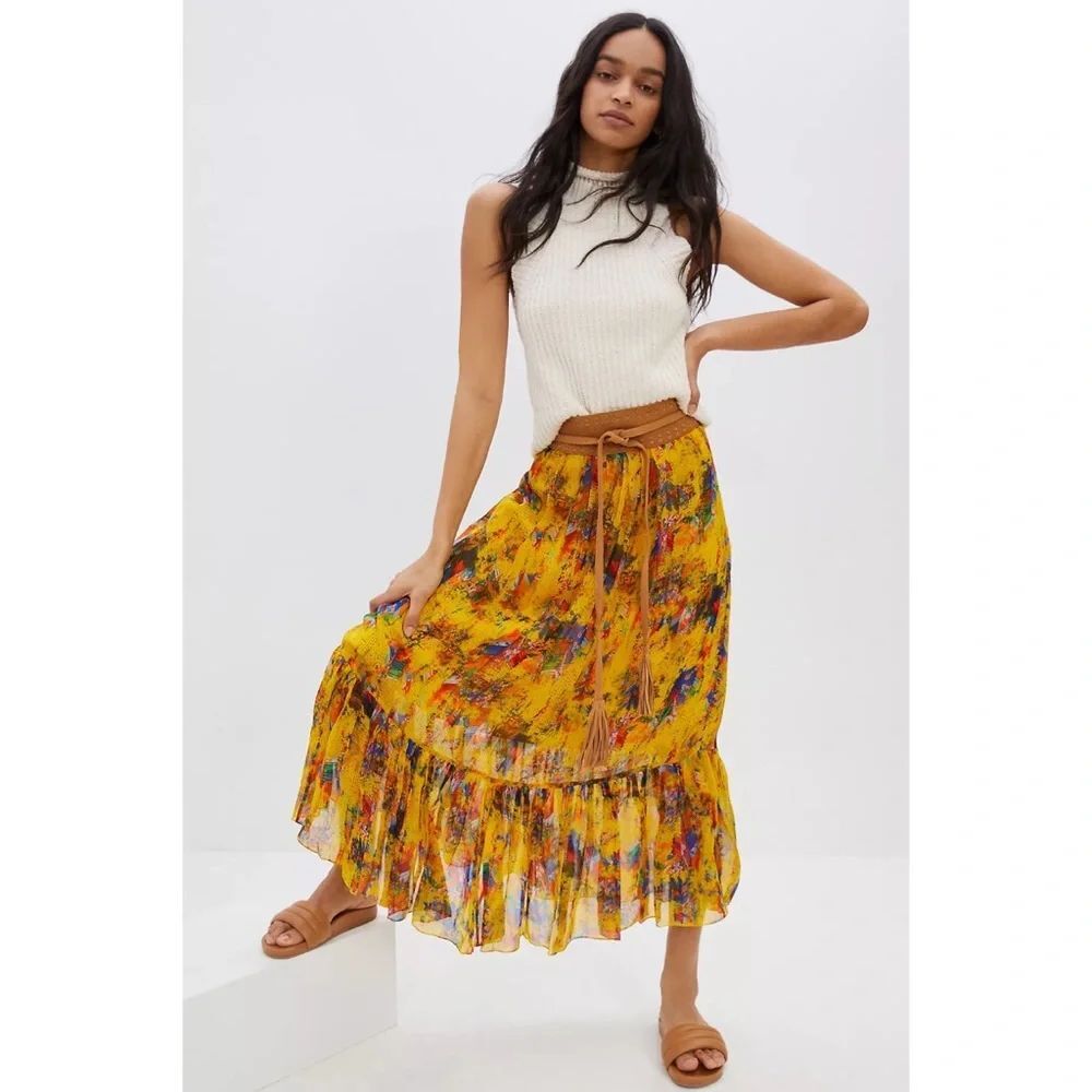 Anthropologie Meredith Organza Maxi Skirt
